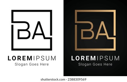 Luxury Initial AB or BA Monogram Text Letter Logo Design