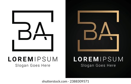 Luxury Initial AB or BA Monogram Text Letter Logo Design