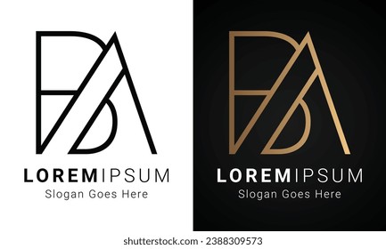 Luxury Initial AB or BA Monogram Text Letter Logo Design