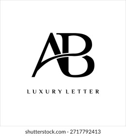 Luxo inicial AB Letra Logo Vetor Ícone Elegante Monograma Símbolo de Tipografia para a Identidade de Marca Premium Isolado no Fundo Branco