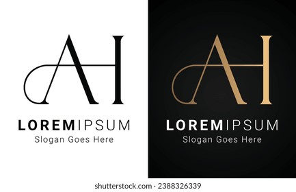 Luxury Initial AH or HA Monogram Text Letter Logo Design