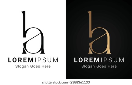 Luxury Initial AH or HA Monogram Text Letter Logo Design