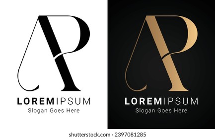 Luxury Initial AP or PA Monogram Text Letter Logo Design