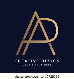 Diseño de logotipo de carta de texto con monograma de lujo AP o PA inicial