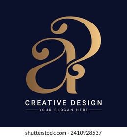 Luxury Initial AP or PA Monogram Text Letter Logo Design