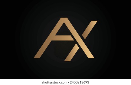 Diseño de logotipo de carta de texto con monograma XA o AX inicial de lujo