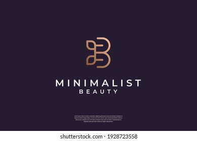Luxury initial B and leaf logo design inspiration