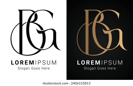 Luxury Initial BG or GB Monogram Text Letter Logo Design