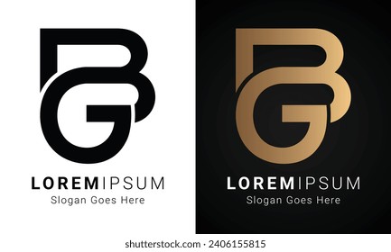 Diseño del logotipo de la carta de texto original BG o GB de lujo