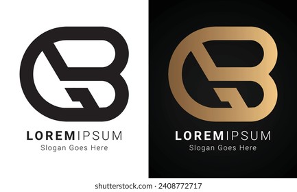 Luxury Initial BG or GB Monogram Text Letter Logo Design