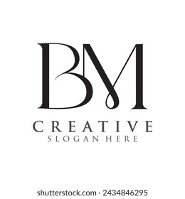 Luxury Initial BM  Monogram Text Letter Logo Design