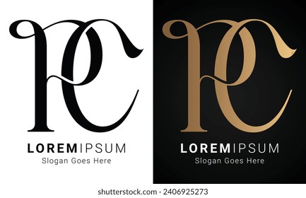 Luxury Initial CP or PC Monogram Text Letter Logo Design