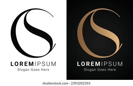 Luxury Initial CS or SC Monogram Text Letter Logo Design