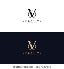 Luxury Initial CV or VC Monogram Text Letter Logo Design
