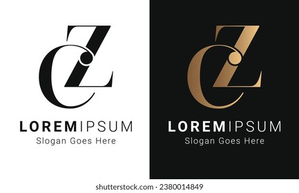 Logo-Design des ersten Logos von Luxury CZ oder ZC Monogram