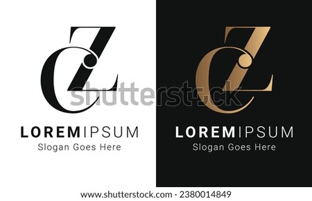 Luxury Initial CZ or ZC Monogram Text Letter Logo Design
