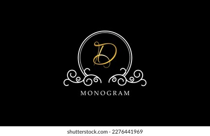 Plantilla de logotipo D inicial de lujo. Monograma vectorial para representaciones de restaurantes, regalías, boutique, cafe, hotel, heráldica, joyería, moda y otros vectores