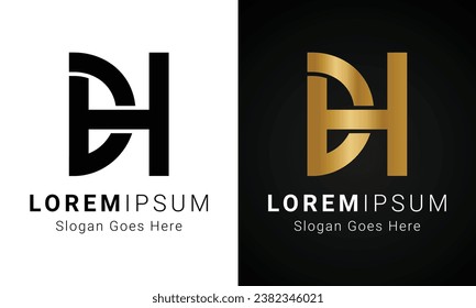 Luxury Initial DH or HD Monogram Text Letter Logo Design