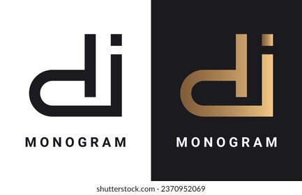 Luxury Initial DI or ID Monogram Text Letter Logo Design