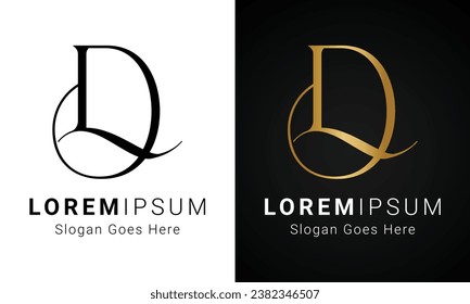 Luxury Initial DL or LD Monogram Text Letter Logo Design