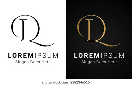 Luxury Initial DL or LD Monogram Text Letter Logo Design