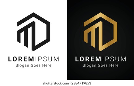 Luxury Initial DM or MD Monogram Text Letter Logo Design
