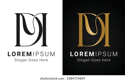 Diseño del logotipo de la carta de texto inicial DM o MD de lujo
