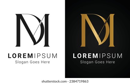 Luxury Initial DM or MD Monogram Text Letter Logo Design