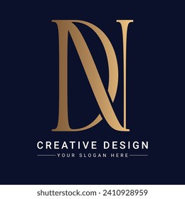 Luxury Initial DN or ND Monogram Text Letter Logo Design