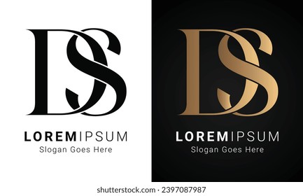 Luxury Initial DS or SD Monogram Text Letter Logo Design