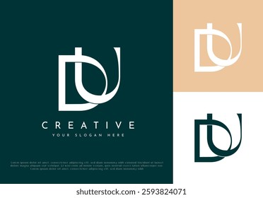 Luxury Initial DU, UD Monogram Text Letter Logo Design