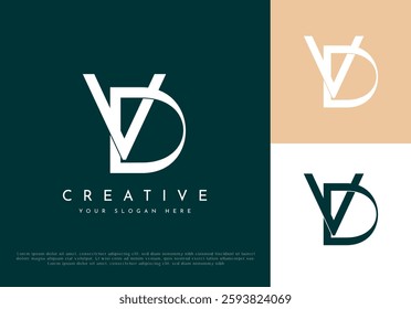 Luxury Initial DV, VD Monogram Text Letter Logo Design