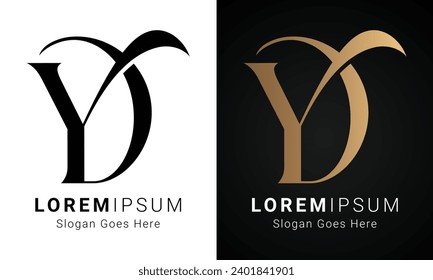 Luxury Initial DY or YD Monogram Text Letter Logo Design