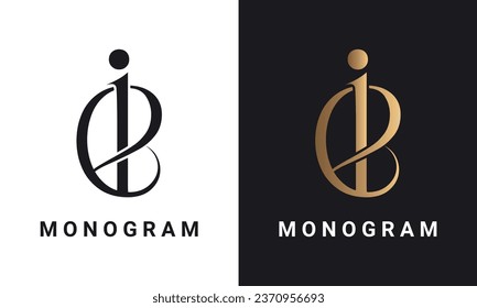 Luxury Initial EI or IE Monogram Text Letter Logo Design