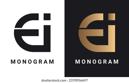 Luxury Initial EI or IE Monogram Text Letter Logo Design