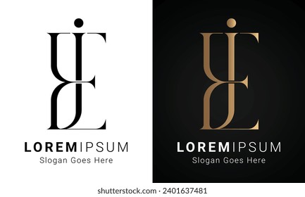 Luxury Initial EJ or JE Monogram Text Letter Logo Design