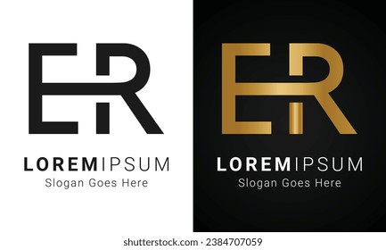 Luxury Initial ER or RE Monogram Text Letter Logo Design