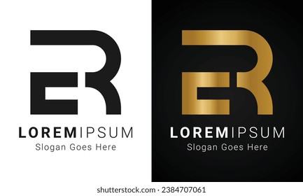 Luxury Initial ER or RE Monogram Text Letter Logo Design