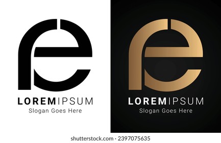 Luxury Initial ER or RE Monogram Text Letter Logo Design