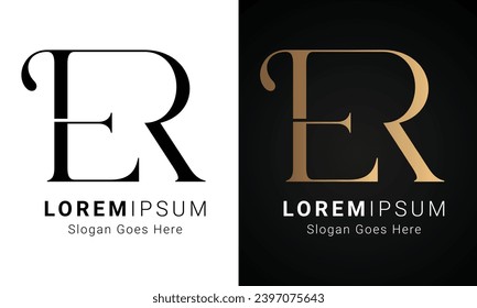 Luxury Initial ER or RE Monogram Text Letter Logo Design