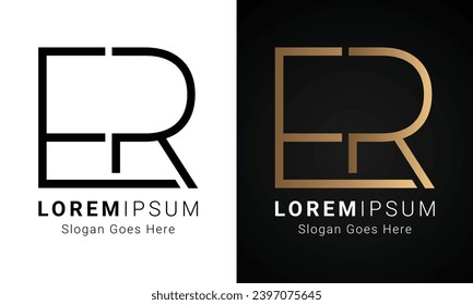 Luxury Initial ER or RE Monogram Text Letter Logo Design