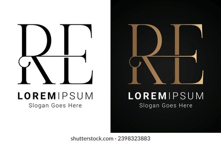Luxury Initial RE or ER Monogram Text Letter Logo Design