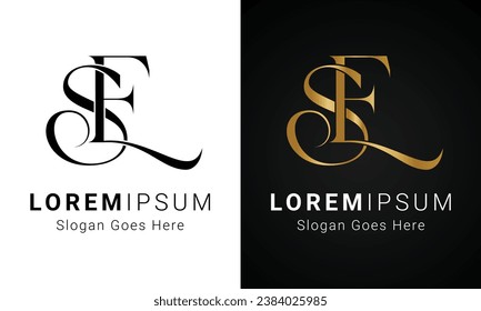 Luxury Initial ES or SE Monogram Text Letter Logo Design