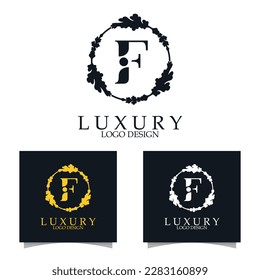 Luxury initial F Logo template for Restaurant Royalty Boutique Cafe Hotel Heraldic Jewelry etc