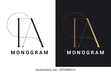 Luxury Initial FA or AF Monogram Text Letter Logo Design