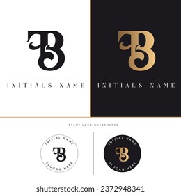 Luxury Initial FB or BF Monogram Text Letter Logo Design
