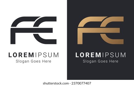 Luxury Initial FE or EF Monogram Text Letter Logo Design