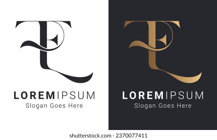 Luxury Initial FE or EF Monogram Text Letter Logo Design