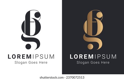 Luxury Initial FG or GF Monogram Text Letter Logo Design