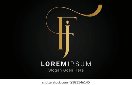 Luxury Initial FJ or JF Monogram Text Letter Logo Design